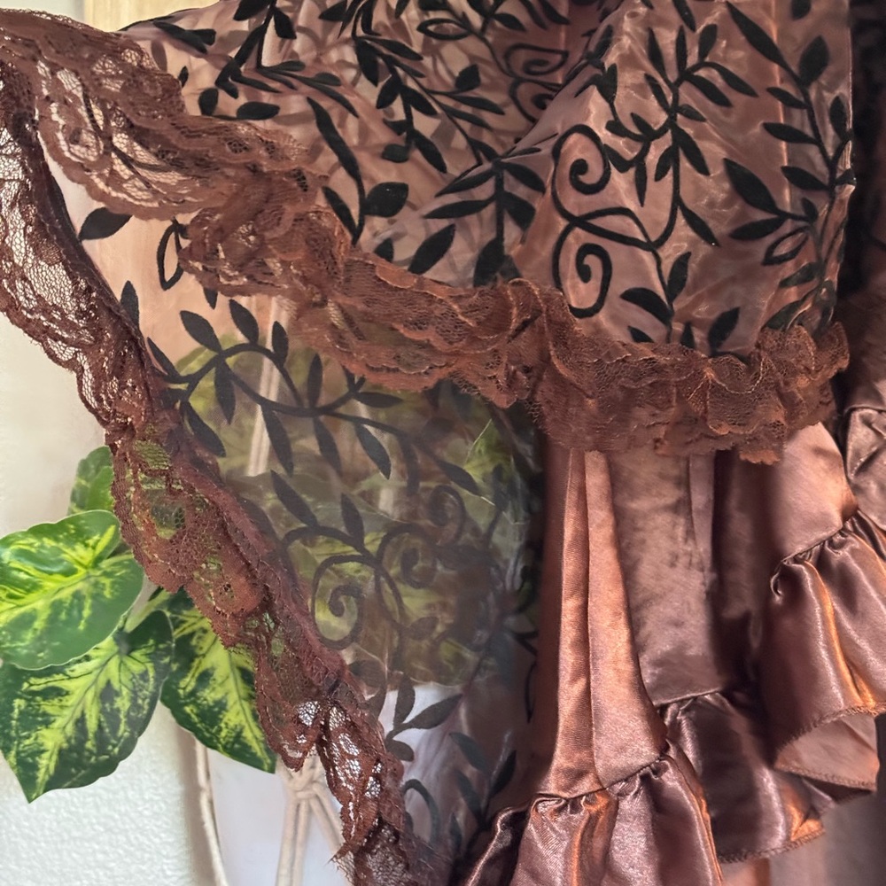 Steampunk Whimsigoth Ruffle Lace Midi Skirt Multi Layered High Low Size SMALL - Picture 3 of 7